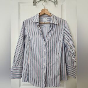 Brooks Bothers Womens Fitted Non-Iron Stretch Shirt Classic Preppy Size 14